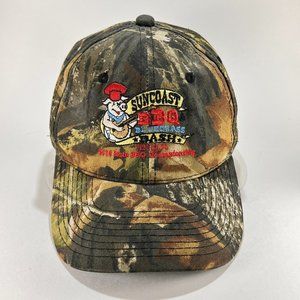 Suncoast BBQ Venice FL Strap Back Cap Hat Mossy Oak Logo Camo Hunt Outdoors Mens